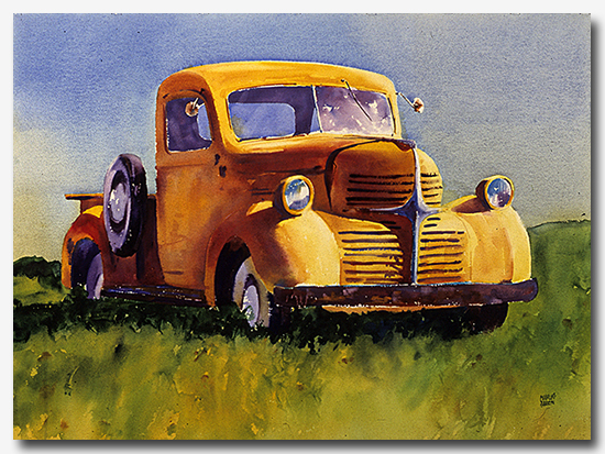Charles Sharpe watercolor painting- Truck watercolor 